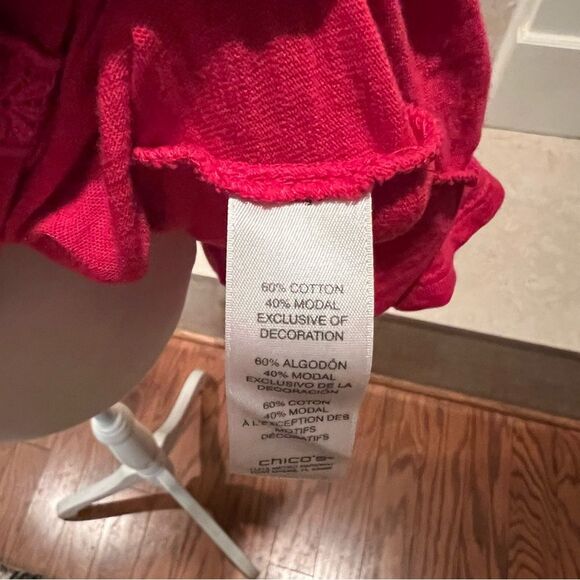 Chico’s hot pink pull over top size large - Picture 3 of 3